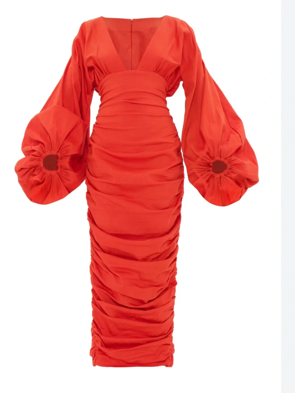 ANDREA IYAMAH Long Sleeve V-Neck Ruched Dress, can fit small-medium - Picture 13 of 16